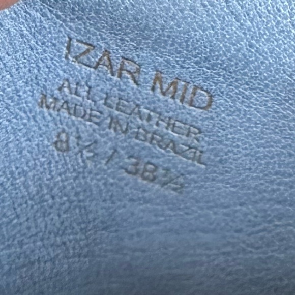 Mercedes Castillo Izar 8.5 High Low Blue suede slides angular heel - Picture 10 of 10